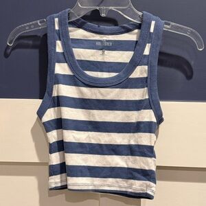 Hollister Blue and White Striped Cropped Tank Top size S NWOT